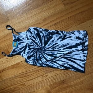 Blue and white tye-dye tank top